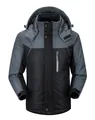 Parka de invierno para hombre con capucha forro polar cortavientos chaqueta gris - M / Tops / Negro