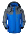 Chaqueta de invierno azul y gris para hombre con forro polar y capucha ajustable - M / Tops / Azul