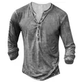 Detail der grauen Schneeflocken-Waschung auf dem langärmeligen Herren-Henley-Shirt - S / Oberteile / Hellgrau