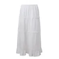 Jupe longue blanche à volants de style français doux avec dentelle délicate - S / Bas / Blanc