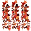 1,8m künstliche Herbst-Ahornblatt-Girlande mit roten und orangefarbenen Blättern Deko - Mehrfarbige Mischung Stil Q