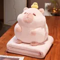 Adorable pink capybara 3-in-1 plush pillow and soft flannel blanket set for home - 3-In-1 Pillow Blanket (1x1.7m) / Pink Capybara