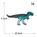 Cyanfarbener und brauner Dinosaurier-Stickaufnäher zur Kleiderdekoration, 10,3x5,3cm - R3440 Dinosaur Style / 10.3x5.3cm