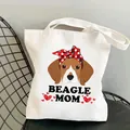 Canvas draagtas met schattige Beagle Mom print en rode polkadot hoofdband ontwerp - Beagle Mom Polka Dot (10)
