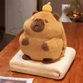 Adorable brown faux fur capybara plush toy 3-in-1 pillow with cream blanket set - 3-In-1 Pillow Blanket (1x1.7m) / Brown Capybara