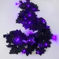 Guirnalda de hojas de arce negras con luces LED moradas, decoración de otoño de 5.9 pies. - 36-Head Maple Leaf Vine (1.75m) / Black (With Lights)