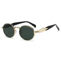 Gafas de sol ovaladas retro con montura dorada y lentes verde oscuro para mujer - Montura Dorada Lentes Verde Oscuro