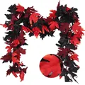 5,9 voet kunstmatige herfst slinger met rode en zwarte esdoornbladeren voor decoratie - Red Black (With Lights)