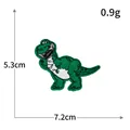 Green cartoon dinosaur embroidered patch with 7.2cm x 5.3cm dimensions - R3537 Green Dinosaur Style / 7.2x5.3cm