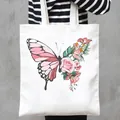 Cute butterfly and floral print canvas tote bag for casual shopping and daily fashion - Butterfly and Rose Style (9)
