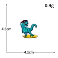 Cute blue cartoon dinosaur embroidered patch with sunglasses 4.1x4.5cm dimensions spec - R3453 Cool Dinosaur Style / 4.1x4.5cm