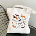 Witte canvas draagtas met kleurrijke geometrische origami hondenpatronen dames - Geometrische Origami Honden (18)