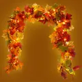 5,9 voet kunstmatige herfst esdoornblad slinger met warme LED-verlichting decoratie - Multicolor Style B With Berries & Lights
