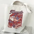 Robuste weiße Canvas-Tragetasche mit Französischer Bulldogge-Cartoon für den Einkauf - Kochen Frenchie French Store (STD490-Q) / 35*40cm