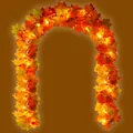 5,9 voet herfst kunstmatige esdoornblad slinger met warme LED voor Thanksgiving decoratie - Multicolor Style B (With Lights)