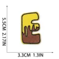 Toppa ricamata lettera E con design a tema ape con miele gocciolante e misure - Lettera E Miele (X8MF-073-E)