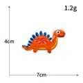 Cute orange cartoon dinosaur embroidered patch for kids clothing with size markers - R3731 Bright Orange Dinosaur Style / 7x4cm