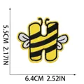 Cartoon bee-themed embroidered letter H patch with yellow and black stripes, 5.5x6.4cm - Letter H