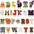 Set di toppe ricamate alfabeto Halloween con zucche e fantasmi per decorare vestiti - tema Halloween / Set di 26
