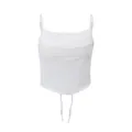 Elegante top a corsetto in raso bianco sexy con spalline annodate e vestibilità slim - Taglia S / Top / Bianco Satinato