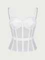 Vista dettagliata del corsetto in rete bianca con struttura a stecche rinforzate - Taglia S / Top / Bianco