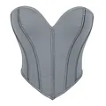 Dettaglio del corsetto grigio a cuore con rete traspirante e stecche di supporto - Grigio