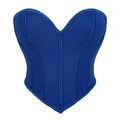 Vista frontale del corsetto blu reale a forma di cuore senza spalline con stecche - Blu