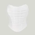 Elegant white mesh fishbone corset top with stylish ruched detailing for modern women - S / White