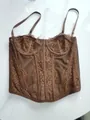 Eleganter brauner Bustier-Korsett-Camisole mit Blumen-Spitze für Damen Party-Mode - Kaffeebraun