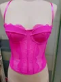 Sexy fuchsiafarbenes Spitzen-Korsett-Bustier-Top für Damen, Party-Crop-Top-Oberteil - Fuchsia
