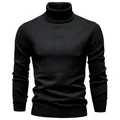Zwarte heren coltrui met slanke pasvorm in effen gebreide stof voor herfst/winter - S (Geschikt voor 50-65kg) / Tops / Zwart
