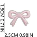 Detailed close-up of pink embroidered bow patch with 1.8cm x 2.5cm size measurement markings - Bow Style (X20YF-06-12) / Soft Pink