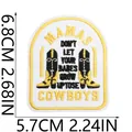 Detailed Western cowboy boot embroidered patch with classic country music quote slogan - Cowboy Boots with Quote Style(X11BM-105-06)