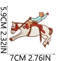 Detailed view with dimensions for the cowboy riding horse embroidery patch 5.9cm x 7cm - Western Cowboy Riding Horse Style (X11BM-095-08)