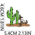 Western cowboy cactus bull skull embroidery patch measures 5.4cm by 4.6cm for jacket decoration - Cactus and Bull Skull Style (X11BM-068-07)