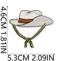 Detailed Western cowboy hat embroidery patch with size measurements in CM and IN - White Cowboy Hat Style(X11BM-058-09)