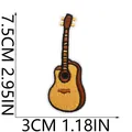 Detailed view of brown guitar embroidery patch, dimensions 7.5x3cm, 2.95x1.18in - Acoustic Guitar Style (X11BM-075-10)