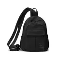 Stylish mini lightweight black nylon waterproof backpack with multiple pockets for women - Black
