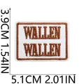 Brown embroidered patch with Wallen text for jacket and hat decoration, 5.1cm size - WALLEN Text Style(X11BM-055-14)