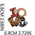 Close-up of Western cowboy style embroidered LOVE patch with size measurements - LOVE Lettering Combo Style (X11BM-15-13)
