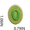 Close-up detail of number zero green embroidered patch showing size in cm and inches - Number 0 Style (X20YF-06-01) / Grass Green