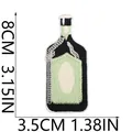 Detailed size diagram of bottle-shaped embroidered patch measuring 8cm by 3.5cm. - Brown-Black Bottle Style (X11BM-105-27)