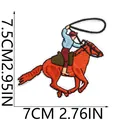 Dimensions detail of cowboy horse embroidery patch, 7x7.5cm size - Cowboy Riding Horse Style (X11BM-1-28)