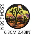 Detailed Joshua Tree desert landscape embroidered patch, dimensions 6.5x6.3cm size - Desert Landscape Style (X11BM-16-39)