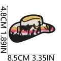 Cowboy hat embroidery patch with sunset scene dimensions 8.5x4.8cm - Cowboy Hat Outline Style (X11BM-135-46)