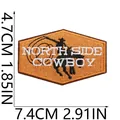 Western cowboy embroidered patch measurement diagram: 7.4cm x 4.7cm size details - North Side Cowboy Style (X11BM-122-48) / 7.4cmx4.7cm