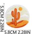 Detailed view of circular cactus desert embroidery patch with 5.8cm dimensions - Desert Cactus Style (X11BM-14-52) / 5.8cmx5.8cm