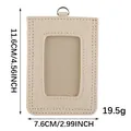 Beige canvas ID card holder sleeve with clear window, 11.6 x 7.6 cm, keyring part - Canvas Card Holder / 11.6x7.6cm / Off White