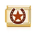 Λεπτομερής όψη επιχρυσωμένου συνδέσμου Italian Charm με σχέδιο πέταλο και χρυσό αστέρι - Αστέρι Πέταλο (MK-D-1710)