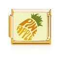 Détail d'une breloque italienne en acier doré avec un motif d'ananas stylisé - Style Ananas (MK-D-1677)